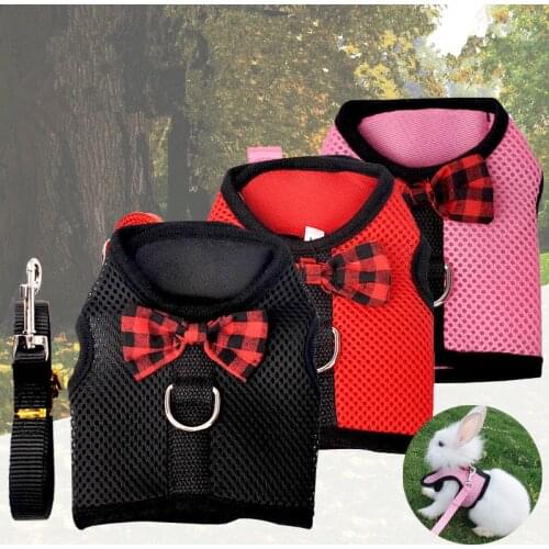 Small Animal Pet Mesh leash Harnesses Cute Accessories Rabbit Leash Lead Vest Mesh Harness Leash Pet Strap S M L
