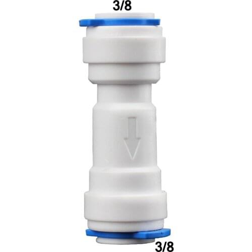 Mini white POM Quick Water Tube Fittings 3/8inch OD Hose One Way Non-Return Valve Push Fit Connector for RO Water System