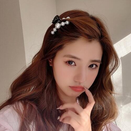 Fashion Pearl Hair Claw For Women Gilrs Rhinestone Hairclips Female Back Head Hairpin Shark Clip Headdress Hair Accessories