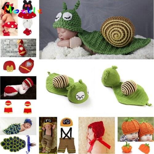 Moeble Sleepy Snail Infant Baby Photo Props Boy Girl Crochet Hat Beanie Handmade Baby Costume Baby CARTOON Clothing Set On Sale