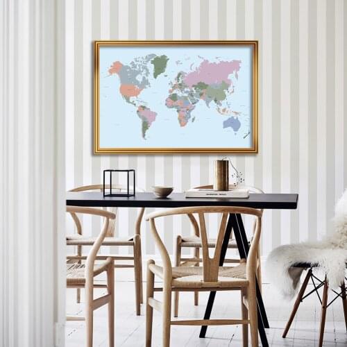 90*60cm Map of The World Wall Art Poster Decorative Canvas Painting School Supplies Living Room Home Decoration