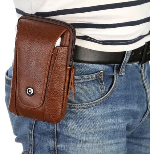 New Multifunction PU Leather Waterproof Wear-resistant and dirt-resistant Waist Pack For Man Male Mobile Phone bag Coin Purse