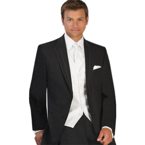 New Groom Tuxedos Black Wedding Suits For Men Lapel Men Suit Slim Fit Men Suits Three Piece Groomsmen wedding dress