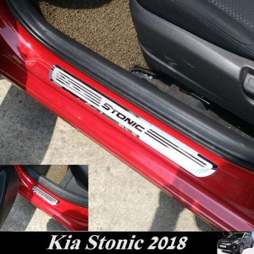 NEW Car Door Sill Protector For Kia Stonic 2018-2019 Stainless Steel Door Sill Scuff Plate for New Stonic 2018