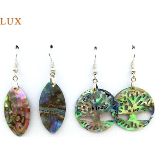 New Style Natural Abalone Shell Earrings Pendant Round Shape Eardrop Silver Decorations For Women Lady Jewelry Earrings Finding