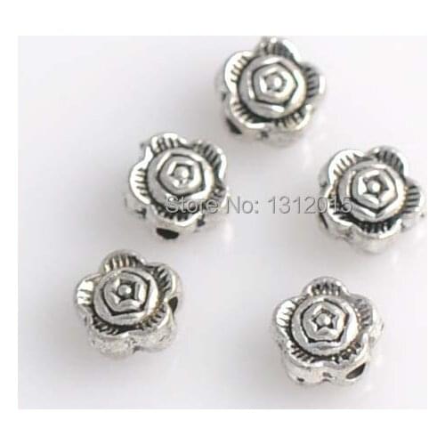 Wholesale Free shipping! Antique Silver Alloy Spacer Beads Flower Jewelry accessories 6.5X4.5mm,50Pcs,YTC0151