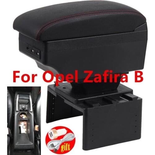 For Opel Zafira B Armrest Box central Store content Storage box with cup holder ashtray products with USB LED