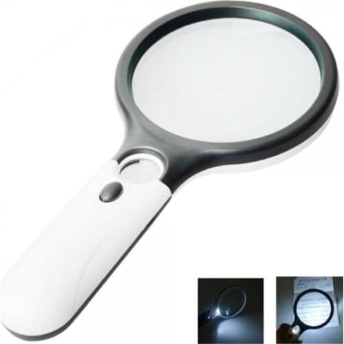 3 LED Light 45X portable Handheld Reading Magnifying Glass Lens Jewelry Watch Loupe