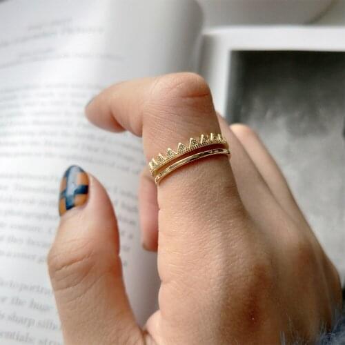 925 Sterling Silver Clear Zircon Crystal Stackable Open Adjustable Double Layer Minimalist Midi Tiara Princess Crown Bridal Ring