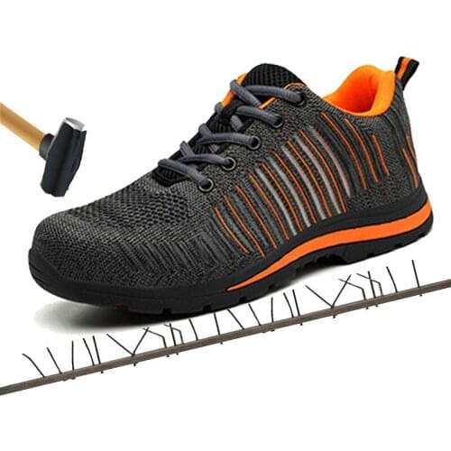 Work Shoes Men Boots Mesh Safety Shoes Steel Head Steel Bottom Anti-smashing Anti-slip Anti-slip Protective Indestructible Shoes