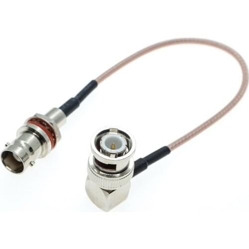 BNC Male Right Angle To BNC Female Connector Bulkhead Pigtail Jumper RF RG316 Cable S