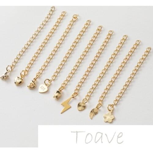 14K gold-coated extension chain with opening water droplets flower bud peach heart pendant diy jewelry accessories