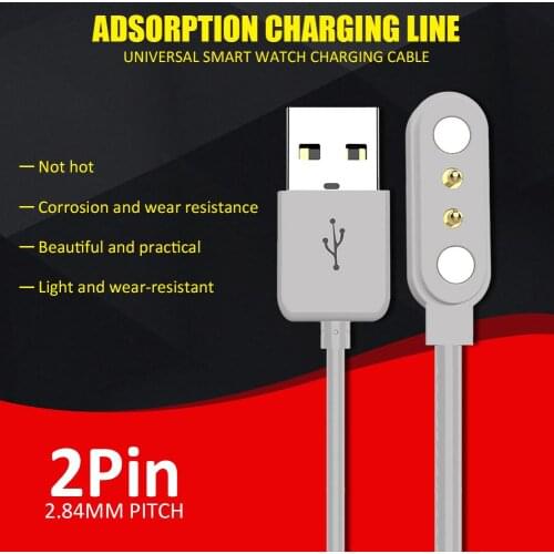 Universal Smart Watch Charging Cable Zinc Alloy Adsorption Charger Data Cable For 2pin 2.84 Pitch Children Smart Watches