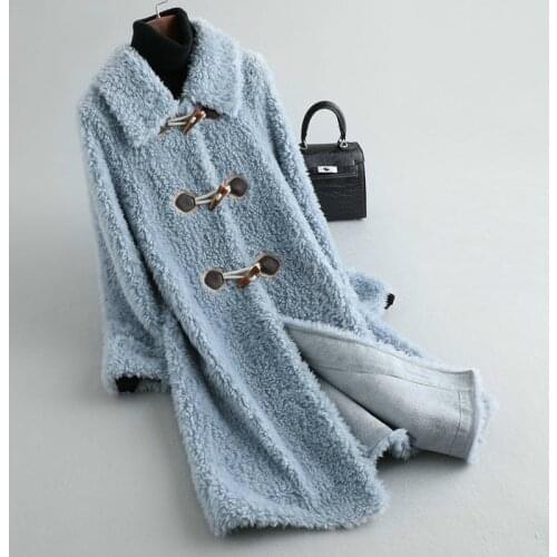 Winte Real Fur Coat Women Clothes 2020 100% Wool Jacket Long Korean Vintage Clothes Kurtki Damskie Zimowe KQN12055 KJ5556