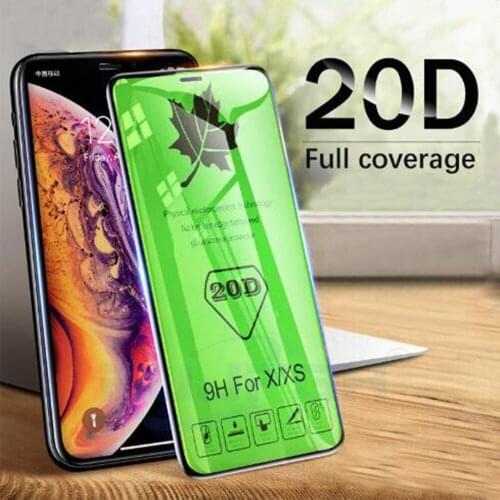 20D Curved Edge Full Cover Protective Glass On The For iPhone X XS max XR 8 7 6 6S Plus Tempered Glass Screen Protector Film