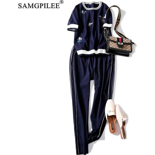 2 Piece Sets Womens Outfits Short Casual Two Piece Set Top And Pants Pullover O-neck Ankle-length Print Tracksuits Women Set 4xl