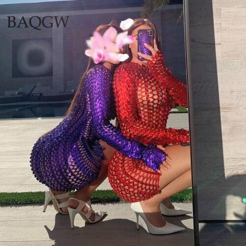 Fall Long Sleeve Cut Out Solid Skinny Sexy Mini Dress 2020 Streetwear Winter Hollow Out Women Fashion Party Club Elegant Outfits