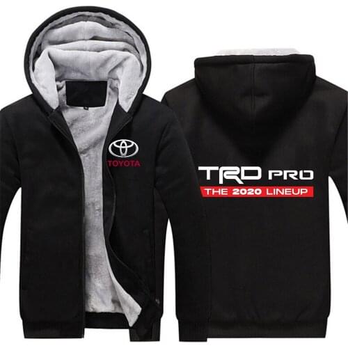 Winter Mens Brand Print Toyota TRD Pro Car Logo Thicken Jacket Sport Male Hoodies Zipper Sweatshirt tracksuit College Coat