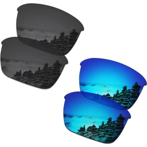 SmartVLT 2 Pairs Polarized Sunglasses Replacement Lenses for Oakley Thinlink Stealth Black and Ice Blue