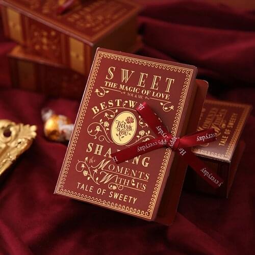 AVEBIEN Creative Love Bowknot Magic Book Hot Stamping Letter Candy Box Wedding Chocolate Box Birthday Party Decorations Supplies