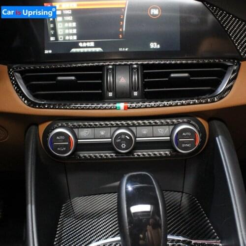 Carbon fibre Car Center Air Outlet Frame Decoration Trim Sticker Car-styling For Alfa Romeo Giulia Stelvio 2017 2018 accessories