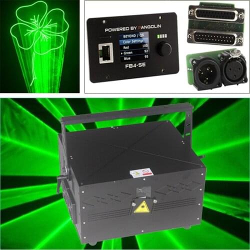 Free Shipping 25pins ILDA and DMX512 sky light projector outdoor FB4 pangolin software Green color advertising laser lighting