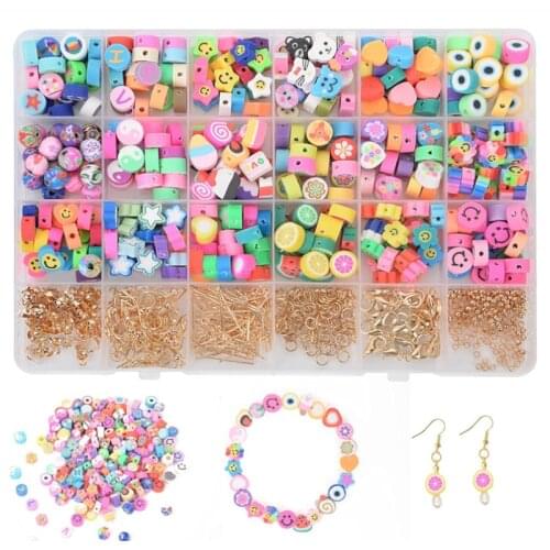 24 Grid Colorful Clay Beaded Set Childrens Beaded DIY Bracelet Necklace Material Accessory Set Handmade Girl Beaded Bracelet