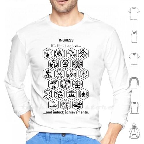 Ingress Achievements Black Hoodie Long Sleeve Ingress Achievements Badges Seer Connector Portal Guardian Liberator