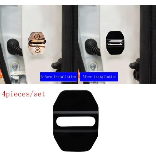 4 pcs Black Stainless Steel Car Door Lock Protective Buckle Cover case for Mercedes-Benz E-class 01-15