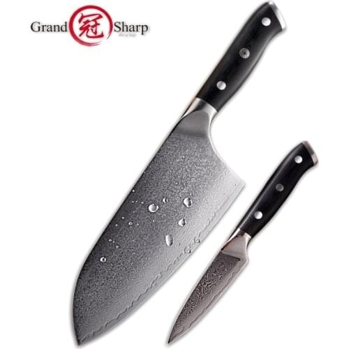 Damascus Kitchen Knife 2pcs Chef Knife Set Cleaver Paring Chefs Tools 67 Layers vg10 Japanese Damascus Steel Butcher Vegetables