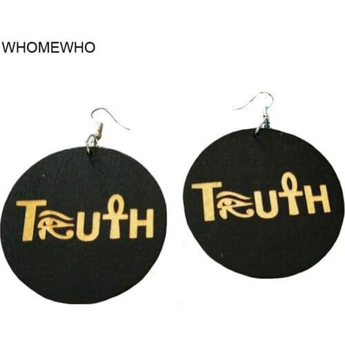 60cm Wood Africa Truth Letters Eye of Horus Nefertiti Egypt Afro Rock Earrings Wooden African Hiphop Tribal Party Club Jewelry