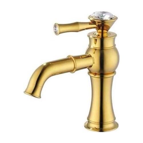 EMS(DHL) Free shipping Ti-PVD Finish Solid Brass Bathroom Sink Faucet crystal tap mixer faucet