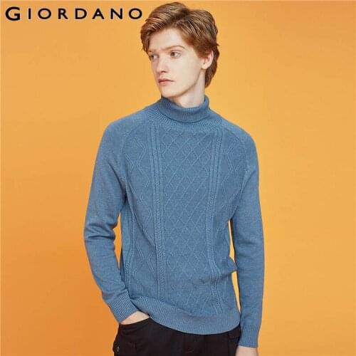 Giordano Men Sweaters Vintage Turtleneck 12 Needle Knitted Sweater Soild Color Warm Blusa De Frio Masculino 13059803