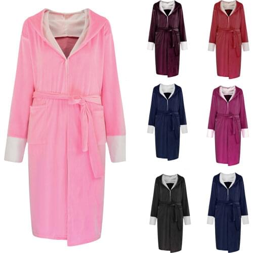 Unisex Winter Womens home clothes Lengthened Plush Shawl Bathrobe Long Sleeve Robe Hooded Coat халаты женские домашние g4