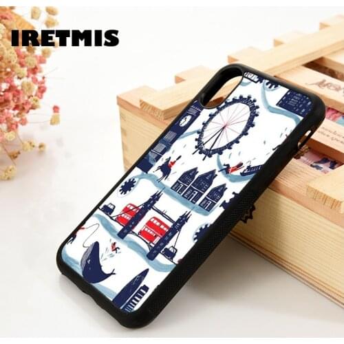 Iretmis 5 5S SE 6 6S phone case cover for iPhone 7 8 plus X Xs 11 Pro Max XR United Kingdom Flag Uk Tower Bridge London Bus