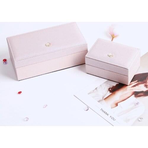 Fine pink PU leather jewelry storage box, ring box earring box, portable mini jewelry box, gift box