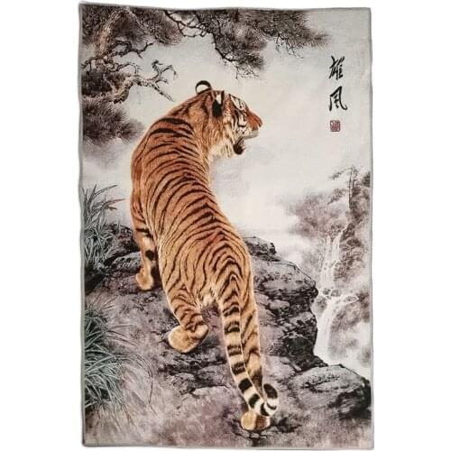 China old Tibet silk Thang ka like hanging painting fengshui tiger statue portrait