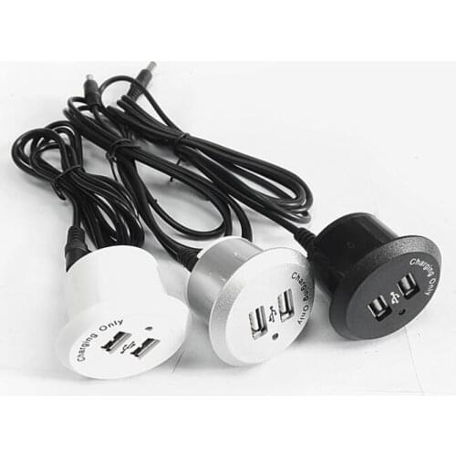 Round mini double USB charging socket for furniture sofa or edge fast charger