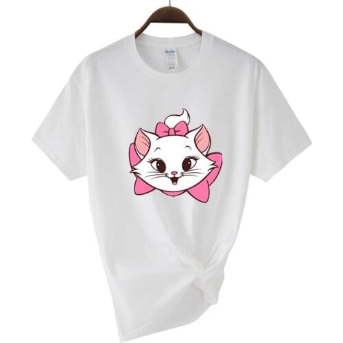 Summer Ladies Womens Tops T-shirt Lining Womens Cute Cat Flower Pet Print Tops T-shirt Shirts Tee Female T-shirts
