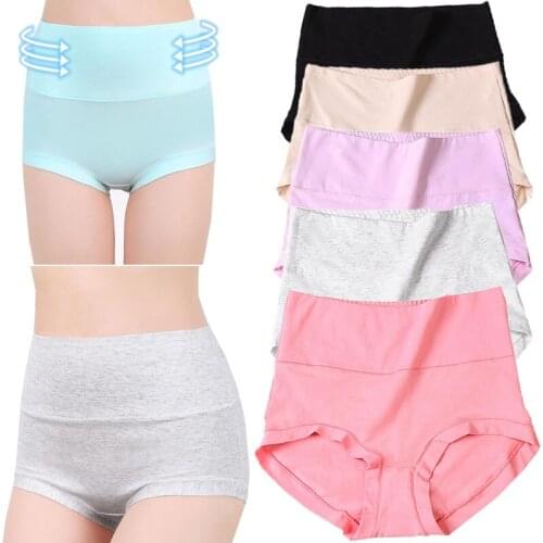 M-8XL 1 pcs Panties Women Plus Size Underwear Ladies Cotton High Waist Big Size Black Skin Pink Grey Purple Woman Breathable Co