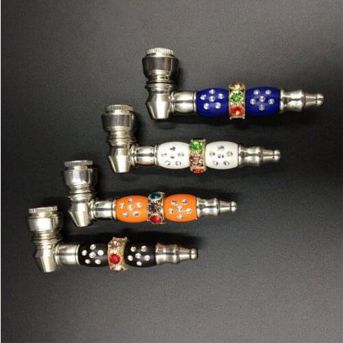 Fashion Smoke Creative Exquisite Diamond Pipe Smoke Small Metal Pipes Beautiful Smoking Pipe Herb Portable Tobacco Pipes
