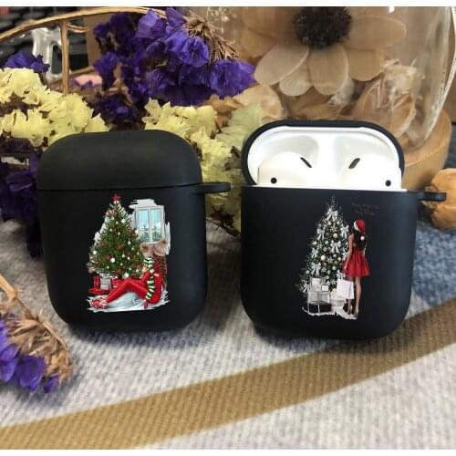 Fashion Christmas Girl black TPU silicone Bluetooth Airpod Case For Airpods 1/2 Airpods pro soft cover
