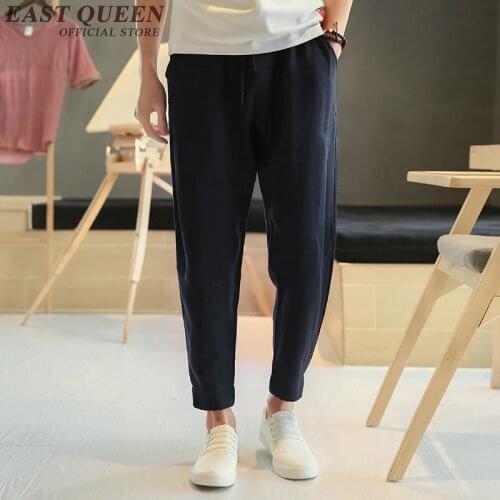 New arrival 2019 linen pants men Chinese style male trousers off white linen pants mens pants plus size M-4XL NN0541 CQ