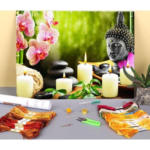 Region Zen Printed 11CT Cross-Stitch Embroidery Set DMC Threads Craft Needlework Sewing Handicraft Counted Different