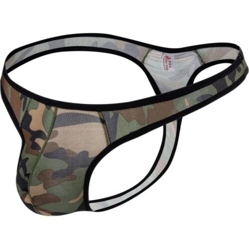 Mens Low Waist Underwear Personalized Bump Design Camouflage Underwear Breathable Material Mens Army Green Underwear