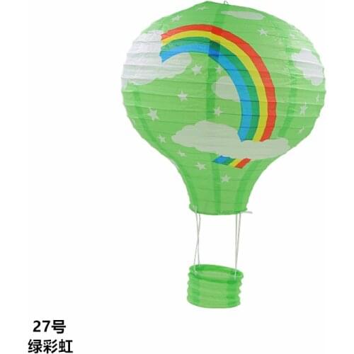 New 1pc/lot 30cm (12inch) Green Rainbow Hanging Wedding Rainbow Hot Air Balloon Paper Lantern Wedding Party Birthday Decorations
