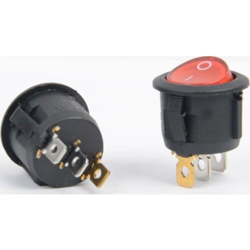 New 10pcs KCD1 RED LED Dot Light Car Boat Round Rocker ON/OFF SPST 3 Pins Toggle Button Switch 220V MAX 250V DIY Accessories