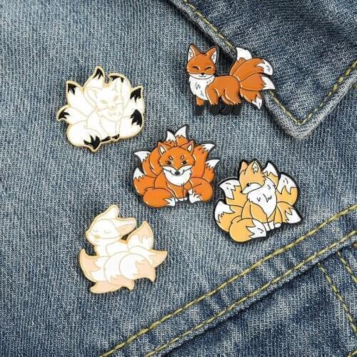 New Exquisite Cute Cartoon Nine-Tailed Fox Rabbit Animal Alloy Brooch Temperament All-Match Clothes Badges Men Women All-Match