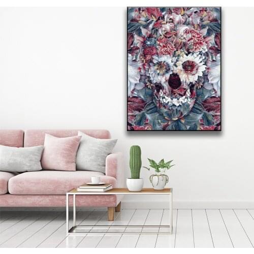 New Arrivals DIY Painting By Numbers For Adults Folwers Skull Pattern Abstract Canvas Oil Painting Wall Art 40×50 Special Gifts