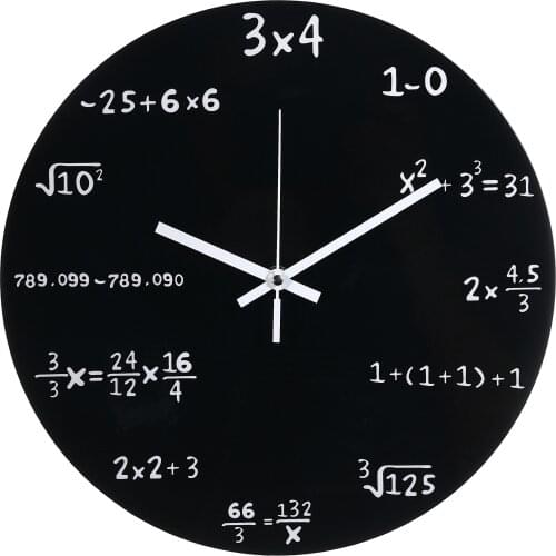 30cm Large Math Formulas Clock Black Mathematic Wall Clock For Home Bedroom Art Decorative Student Needle Clock Gifts